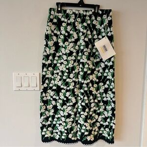 Carolina Herrera Jacquard Knit Black and Green Floral Maxi Skirt Women’s Meduim